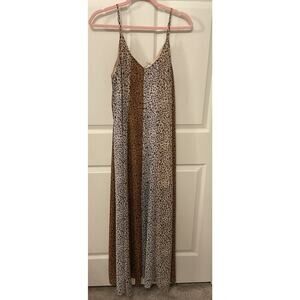 Entro Multicolored Animal Print Feminine Layered Maxi Dress, M